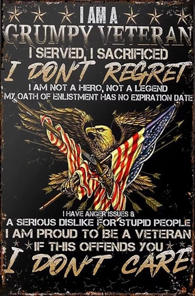 Eagle American Flag 500 Pieces Wooden Jigsaw Puzzles for Adults- I Am Grumpy Veteran I Served Veterans Day Decor Poster Suitable for All Puzzle Toy Enthusiasts, Educational Educational Art