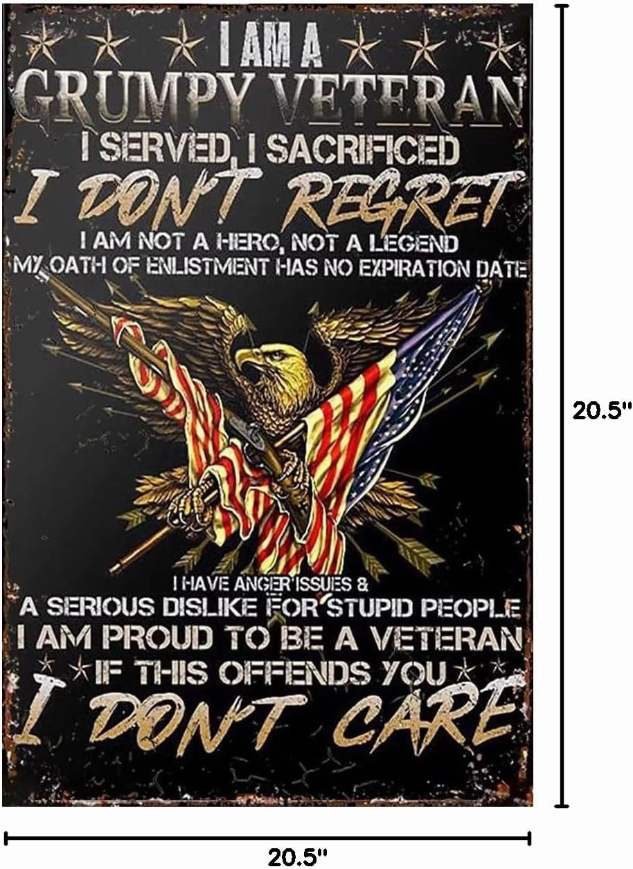 Eagle American Flag 500 Pieces Wooden Jigsaw Puzzles for Adults- I Am Grumpy Veteran I Served Veterans Day Decor Poster Suitable for All Puzzle Toy Enthusiasts, Educational Educational Art