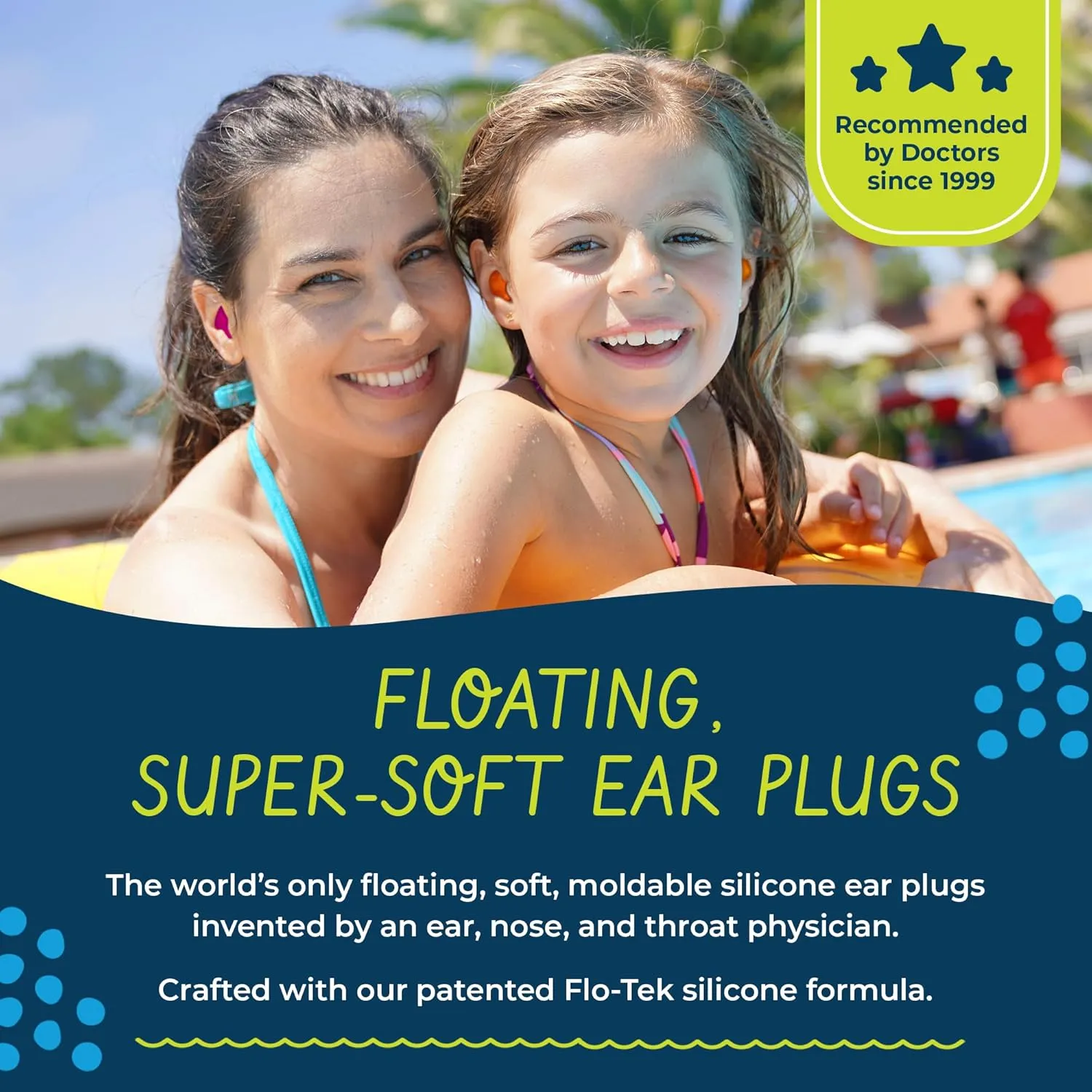 Earvolution Floating Putty Buddies Ear Plugs for Swimming - Invented by an Ear Physician - Moldable, Premium Silicone - Floats on Water - Waterproof - Made in The USA