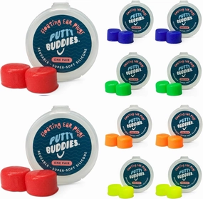 Earvolution Floating Putty Buddies Ear Plugs for Swimming - Invented by an Ear Physician - Moldable, Premium Silicone - Floats on Water - Waterproof - Made in The USA - 10 Pair Pack
