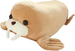 EJK Soft Brown Walrus Plush Toy, Walrus Plush Animal Pillow, Walrus Plush Pillow, Plush Doll, Birthday, Christmas, Children's Gift, Room Decoration (45CM=17.7IN)