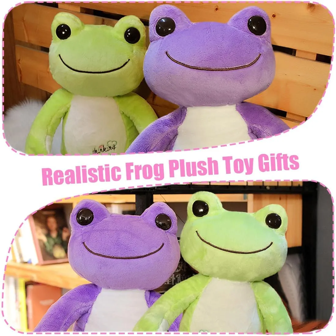 ELAINREN Big Purple Froggie Stuffed Animals Toy Cuddle Smile Frog Plush Pillow Ultra-Soft Fernando Frog Plushie Doll Gifts/23.6''