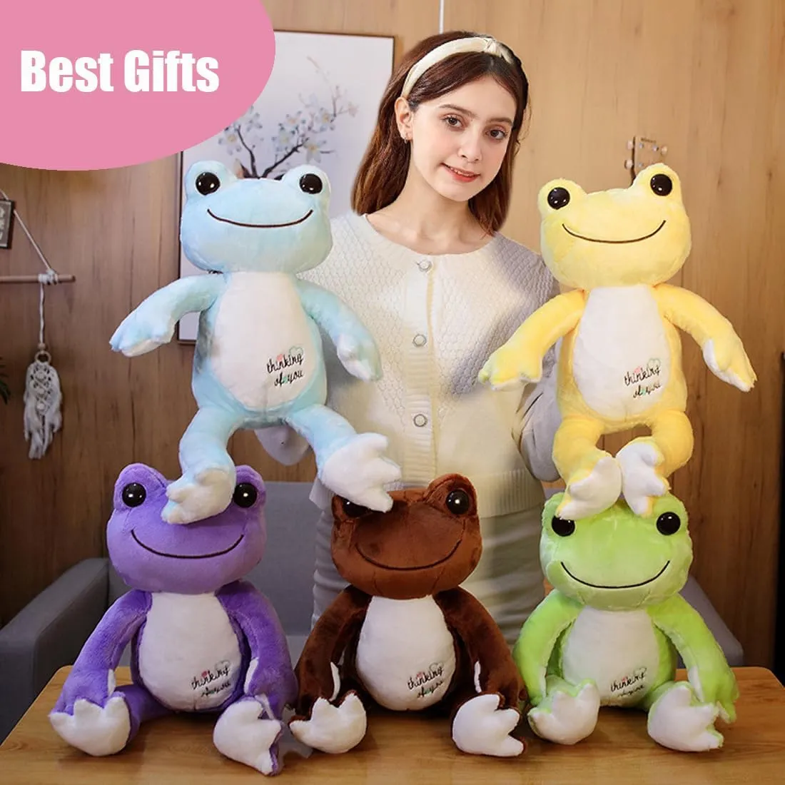 ELAINREN Big Purple Froggie Stuffed Animals Toy Cuddle Smile Frog Plush Pillow Ultra-Soft Fernando Frog Plushie Doll Gifts/23.6''
