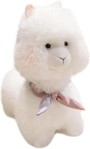 ELAINREN Super Soft White Alpaca Stuffed Animals Toy Realistic Llama Plush Pillow Cuddle Curly Sheep Plushie Doll Gifts/17.7Inch