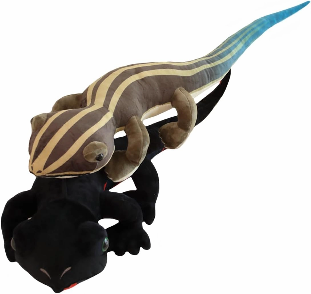 ELAINREN Realistic Brown Lizard Plush Toy Soft Chameleon Stuffed Large Pillow Fluffy Lizard Plushie Lifelike Chameleon Doll Gifts/35.4''