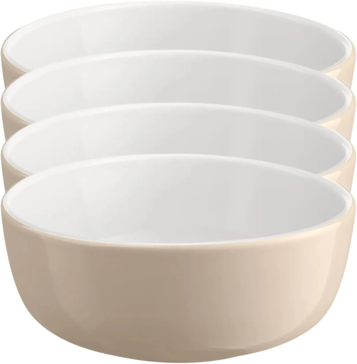 Emile Henry EVERYDAY COLLECTION 6.25"|0.75 qt Ceramic Cereal Bowl Set of 4, Sugar & Cream