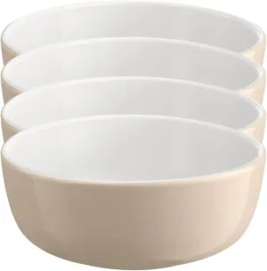 Emile Henry EVERYDAY COLLECTION 6.25"|0.75 qt Ceramic Cereal Bowl Set of 4, Sugar & Cream