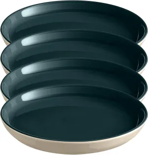 Emile Henry EVERYDAY COLLECTION Ceramic 11" Dinner Plate Set of 4, Ocean & Cream