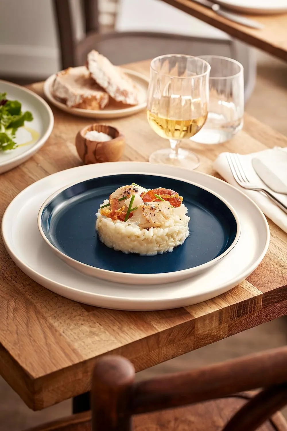 Emile Henry EVERYDAY COLLECTION Ceramic 8" Salad|Dessert Plate, Rouge & Cream