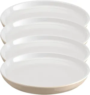 Emile Henry EVERYDAY COLLECTION Ceramic 8" Salad|Dessert Plate Set of 4, Sugar & Cream