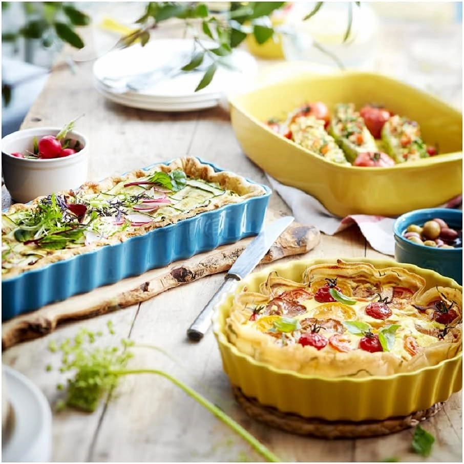 Emile Henry Deep Flan, Provence Yellow Quiche Dish, 1.2 qt