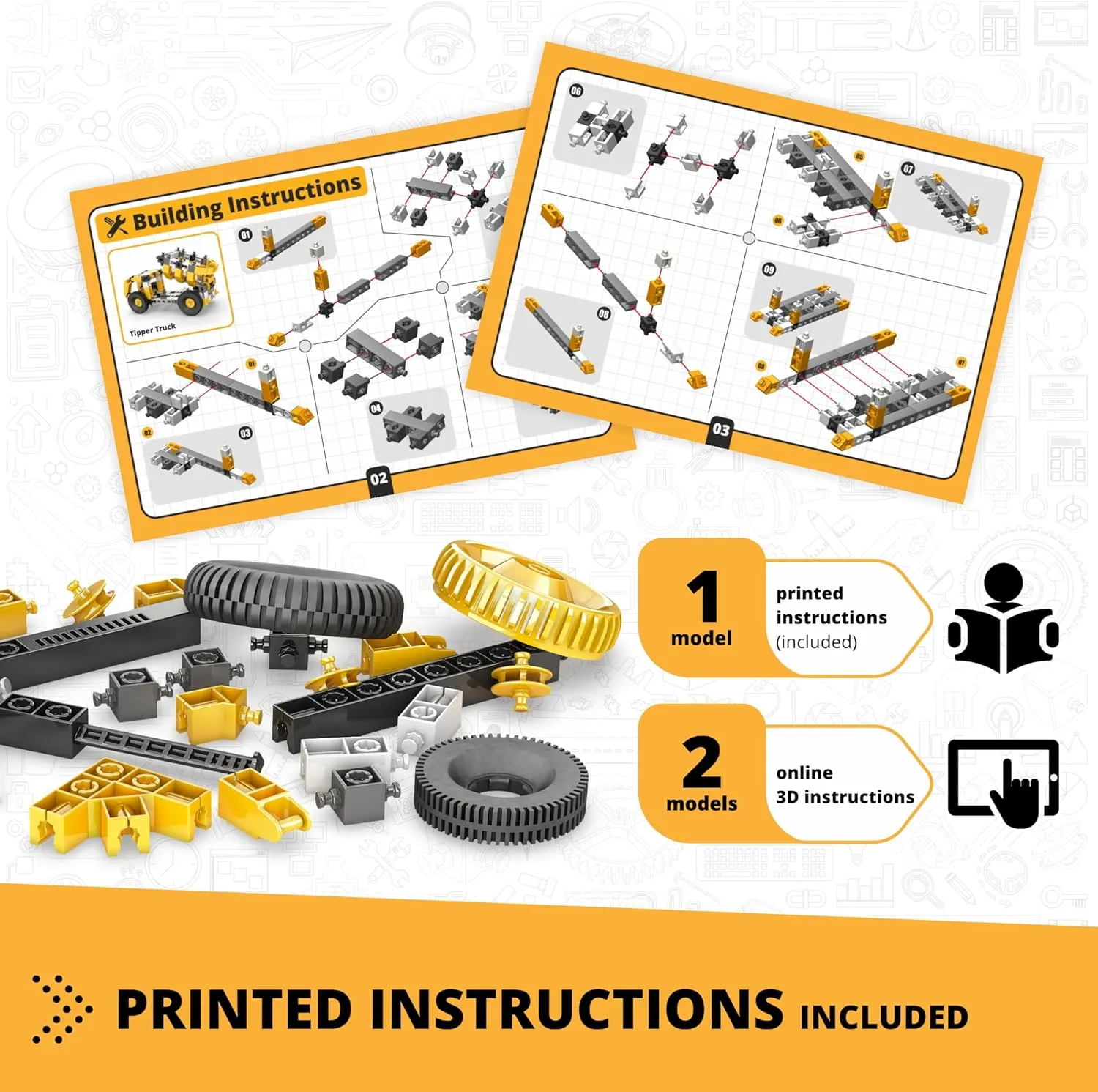 Engino: Creative Builder - 3-in-1 Tipper Truck - Multimodel Vehicle Brick Set, Machinery Series, Snap Assembly, Engineer Construction, STEM, Kids 6 