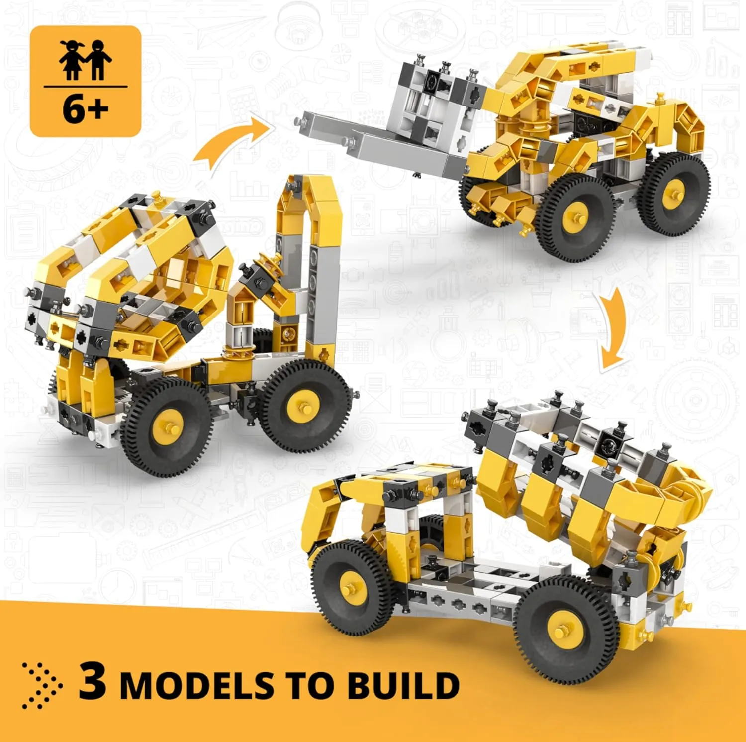 Engino: Creative Builder - 3-in-1 Tipper Truck - Multimodel Vehicle Brick Set, Machinery Series, Snap Assembly, Engineer Construction, STEM, Kids 6 