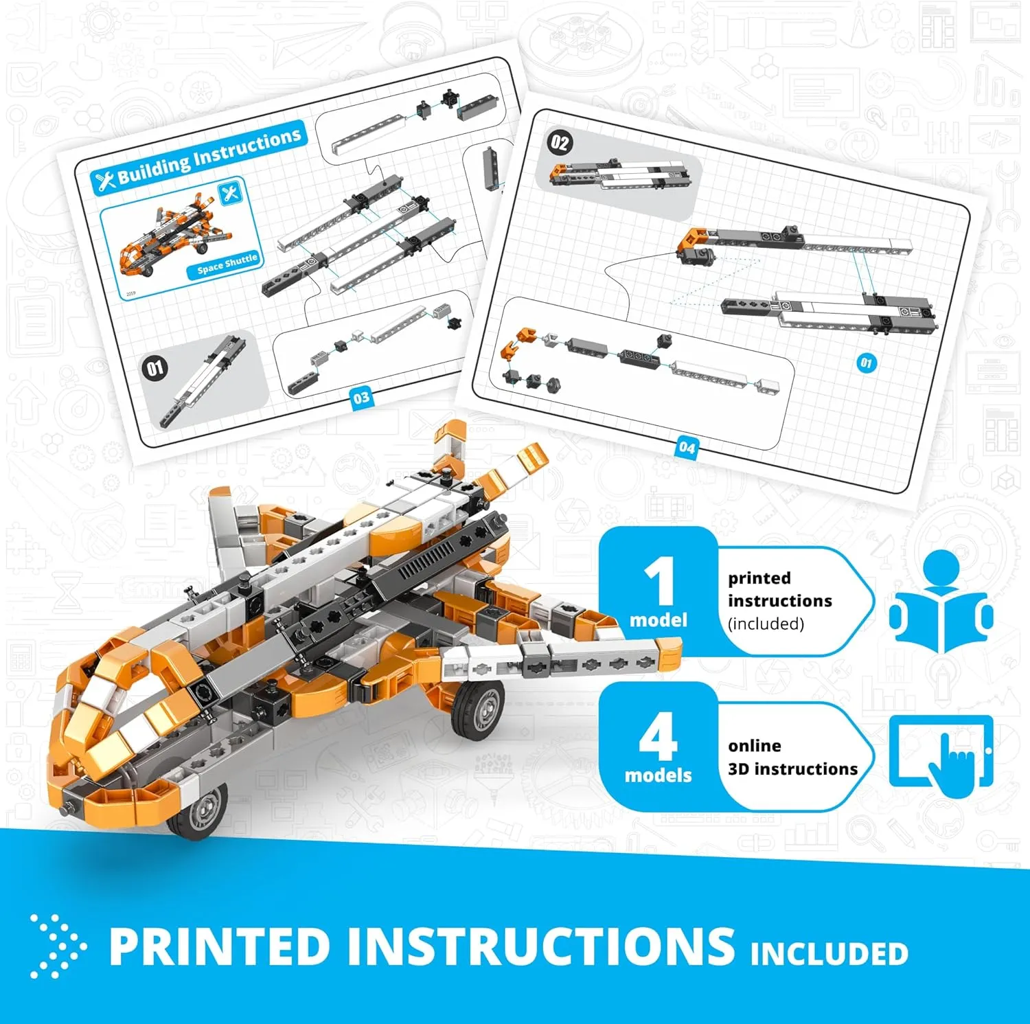 Engino- Inventor STEM Toys, Space Shuttle Kit, Construction Toys for Kids 9 , STEM Building Kit, Educational Playset, Gifts for Boys & Girls