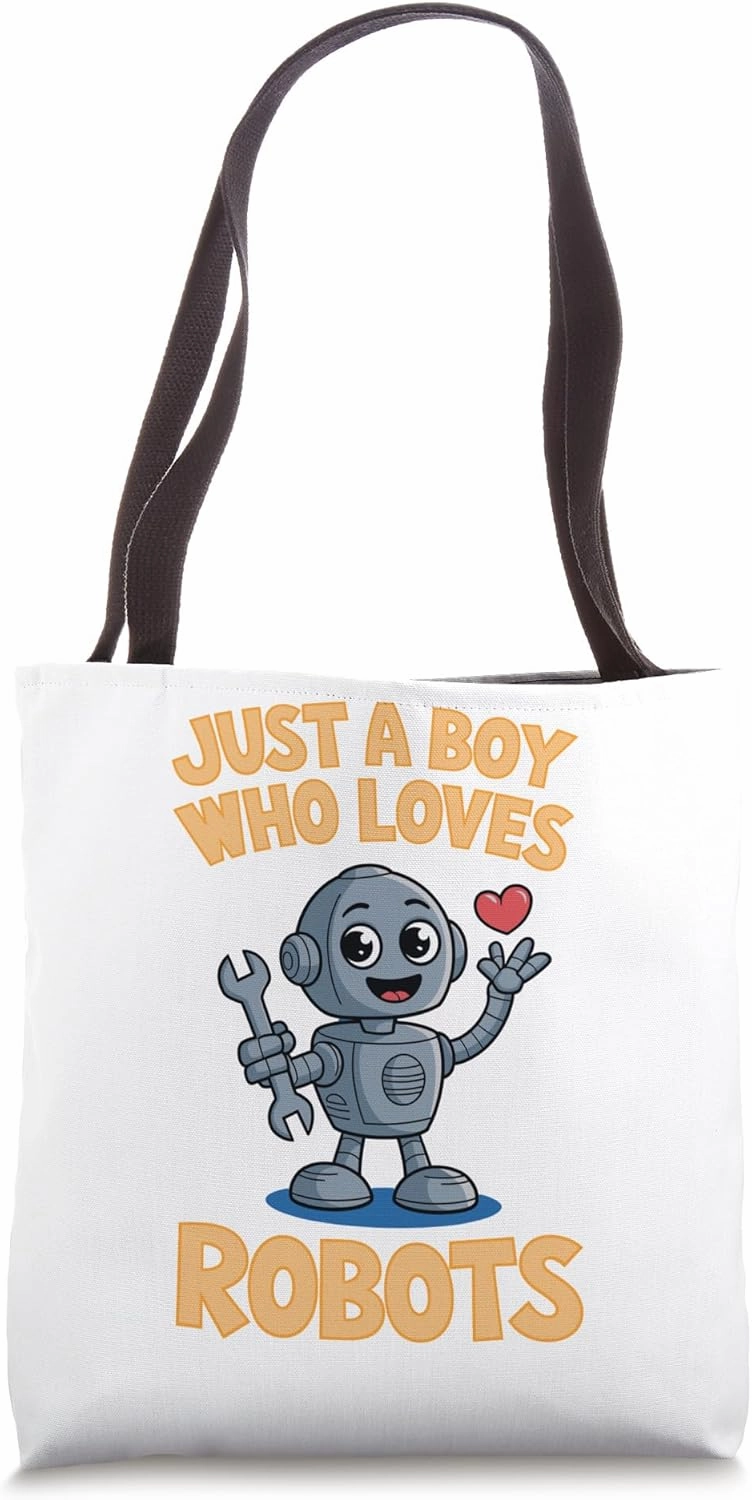 Enthusiastic Boy's Love for Robots Unveiled Innovators Funny Tote Bag