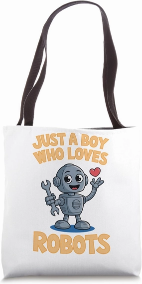 Enthusiastic Boy's Love for Robots Unveiled Innovators Funny Tote Bag
