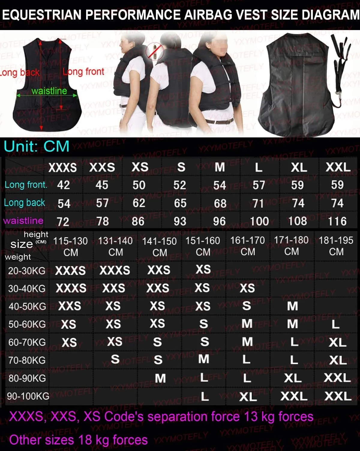 Equestrian Airbag Vest Horse Riding Body Airbag Jackets Adjustable ，Unisex, Motorcycle