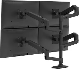 Ergotron – LX Quad Monitor Arm, VESA Desk Mount – for 4 Monitors Up to 40 Inches, 7 to 11 lbs Each – Matte Black