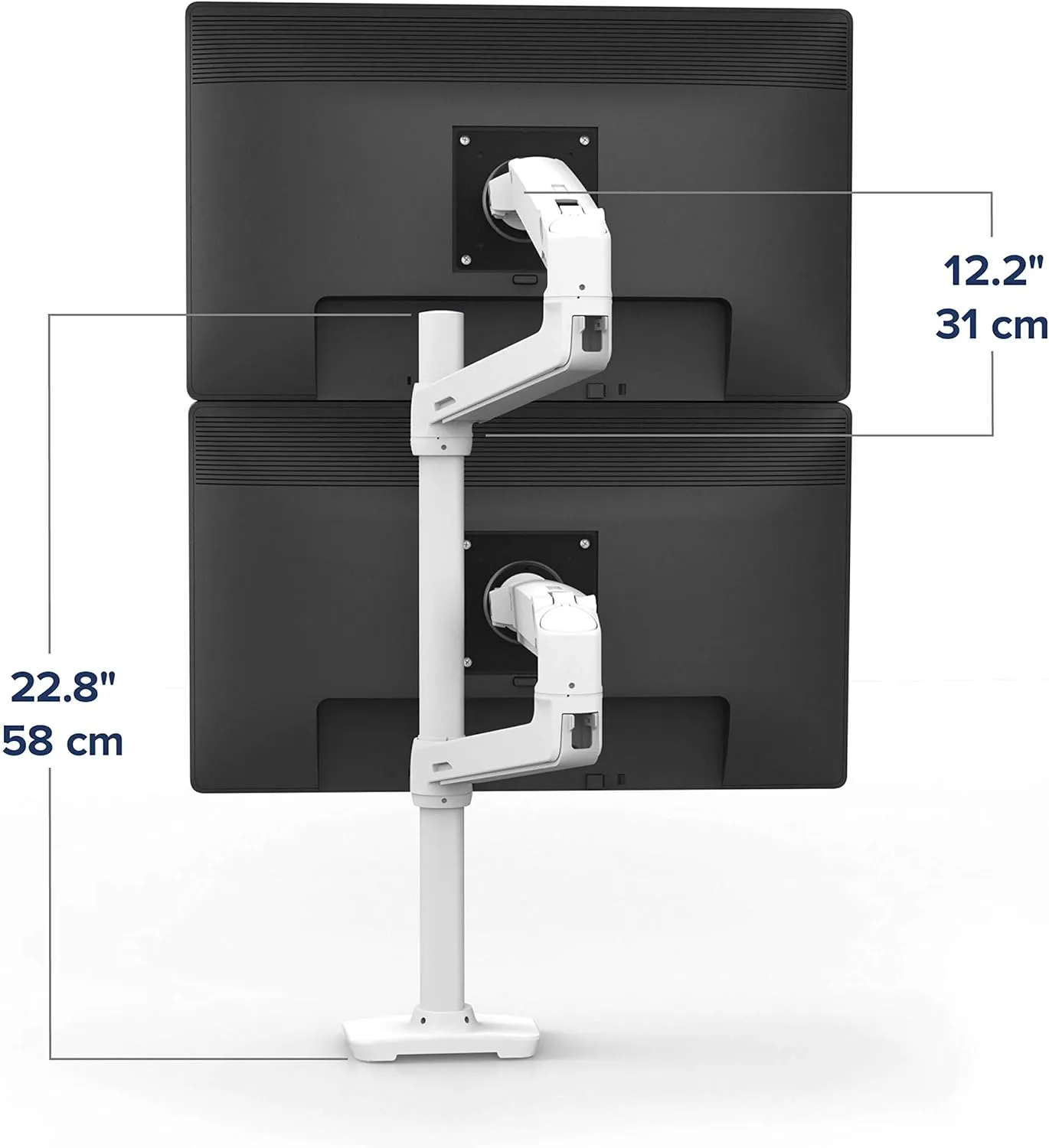Ergotron – LX Vertical Stacking Dual Monitor Arm, VESA Desk Mount – for 2 Monitors Up to 40 Inches, 7 to 22 lbs Each – Tall Pole, White