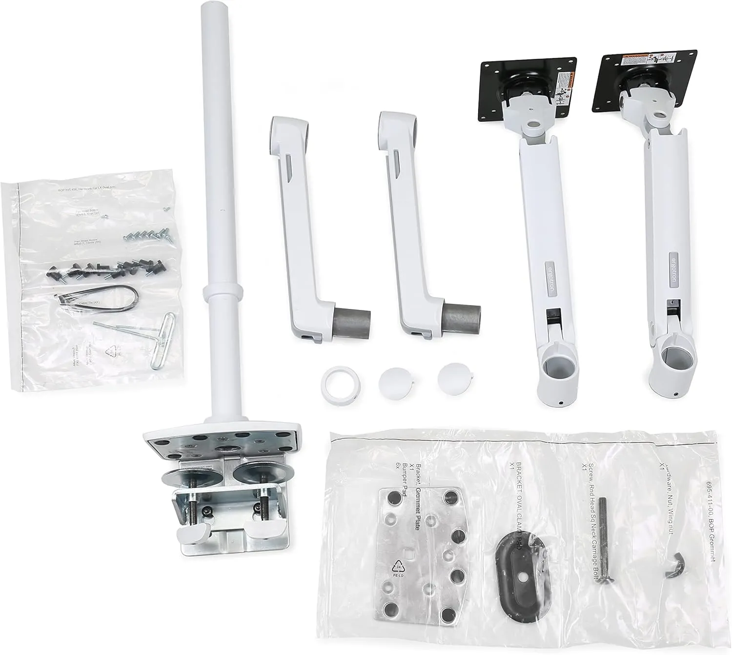 Ergotron – LX Vertical Stacking Dual Monitor Arm, VESA Desk Mount – for 2 Monitors Up to 40 Inches, 7 to 22 lbs Each – Tall Pole, White