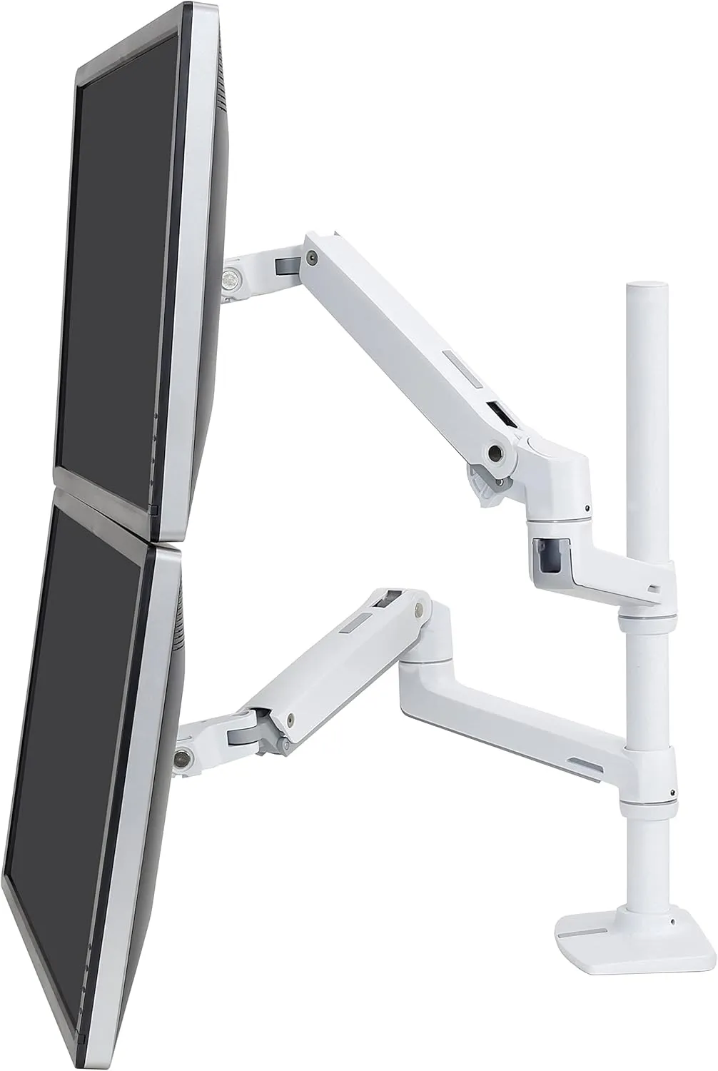 Ergotron – LX Vertical Stacking Dual Monitor Arm, VESA Desk Mount – for 2 Monitors Up to 40 Inches, 7 to 22 lbs Each – Tall Pole, White