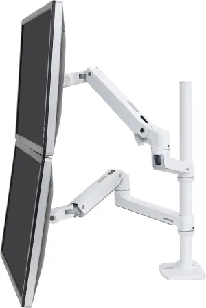 Ergotron – LX Vertical Stacking Dual Monitor Arm, VESA Desk Mount – for 2 Monitors Up to 40 Inches, 7 to 22 lbs Each – Tall Pole, White