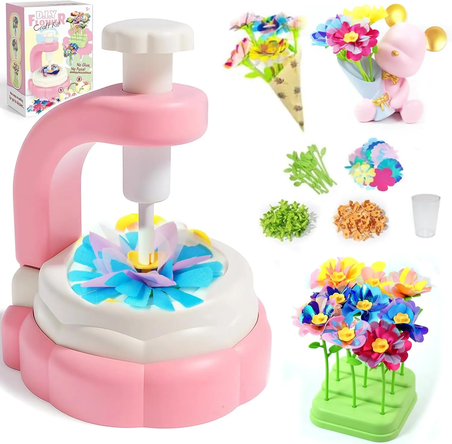 Fabric Flower Bouquet Toys, DIY Crafts Kit for Girls 4-8 Years Old, Creative Art Activities and Learning Toy, Make Your Own Bouquet Set, Unique Birthday Gift