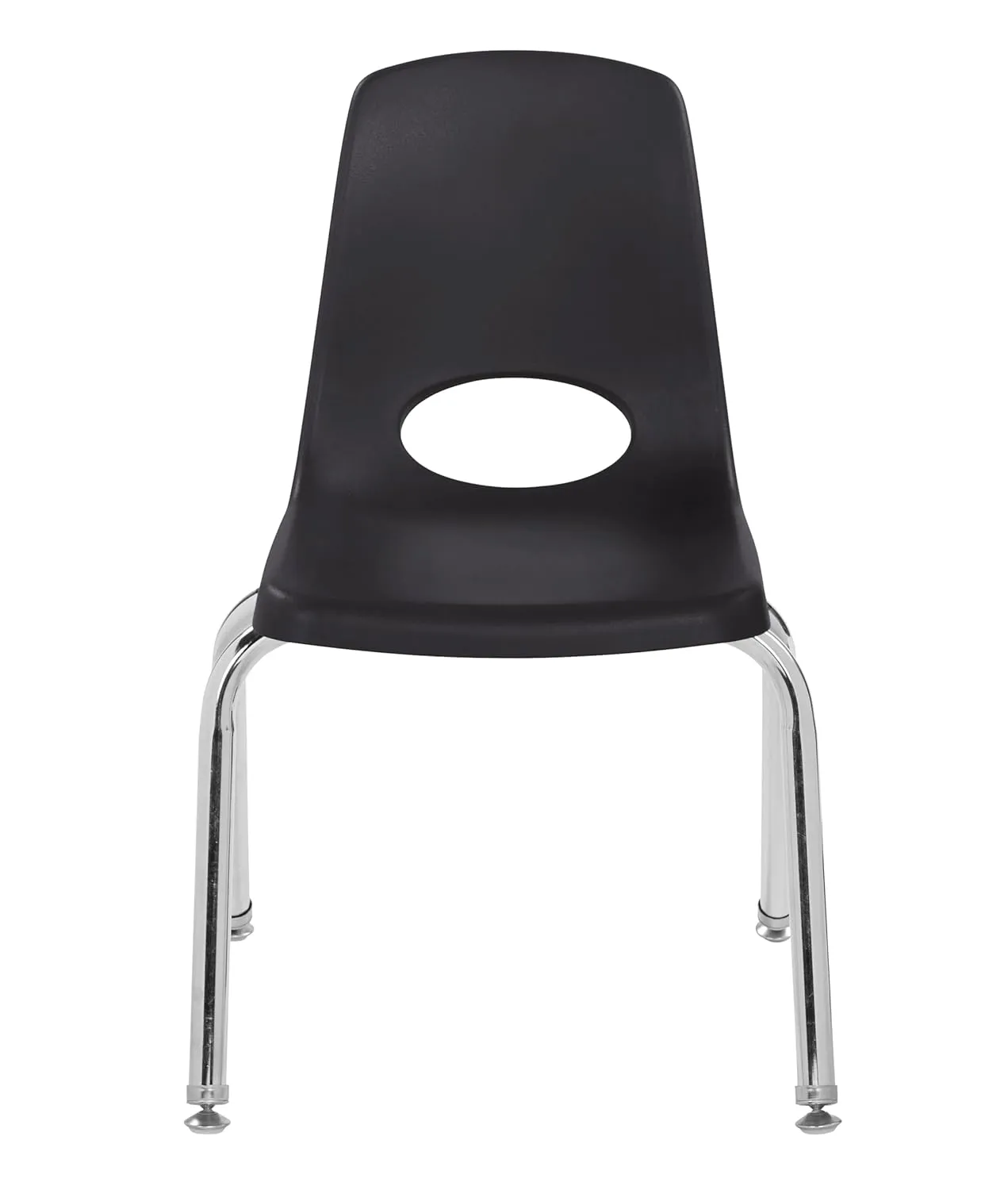 Factory Direct Partners 10364-BK 14" School Stack Chair, Stacking Student Seat with Chromed Steel Legs and Nylon Swivel Glides for in-Home Learning or Classroom - Black (6-Pack)
