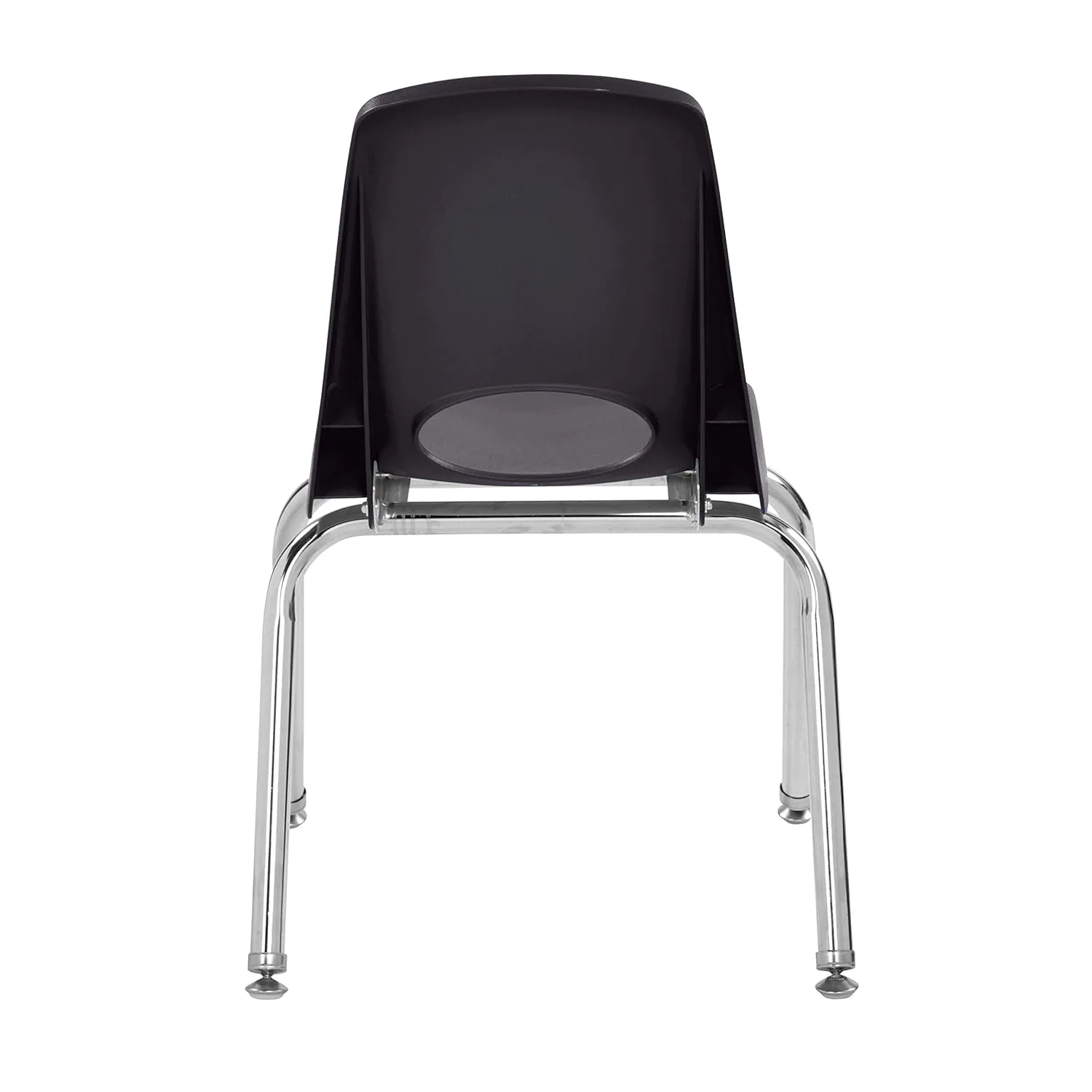 Factory Direct Partners 10364-BK 14" School Stack Chair, Stacking Student Seat with Chromed Steel Legs and Nylon Swivel Glides for in-Home Learning or Classroom - Black (6-Pack)