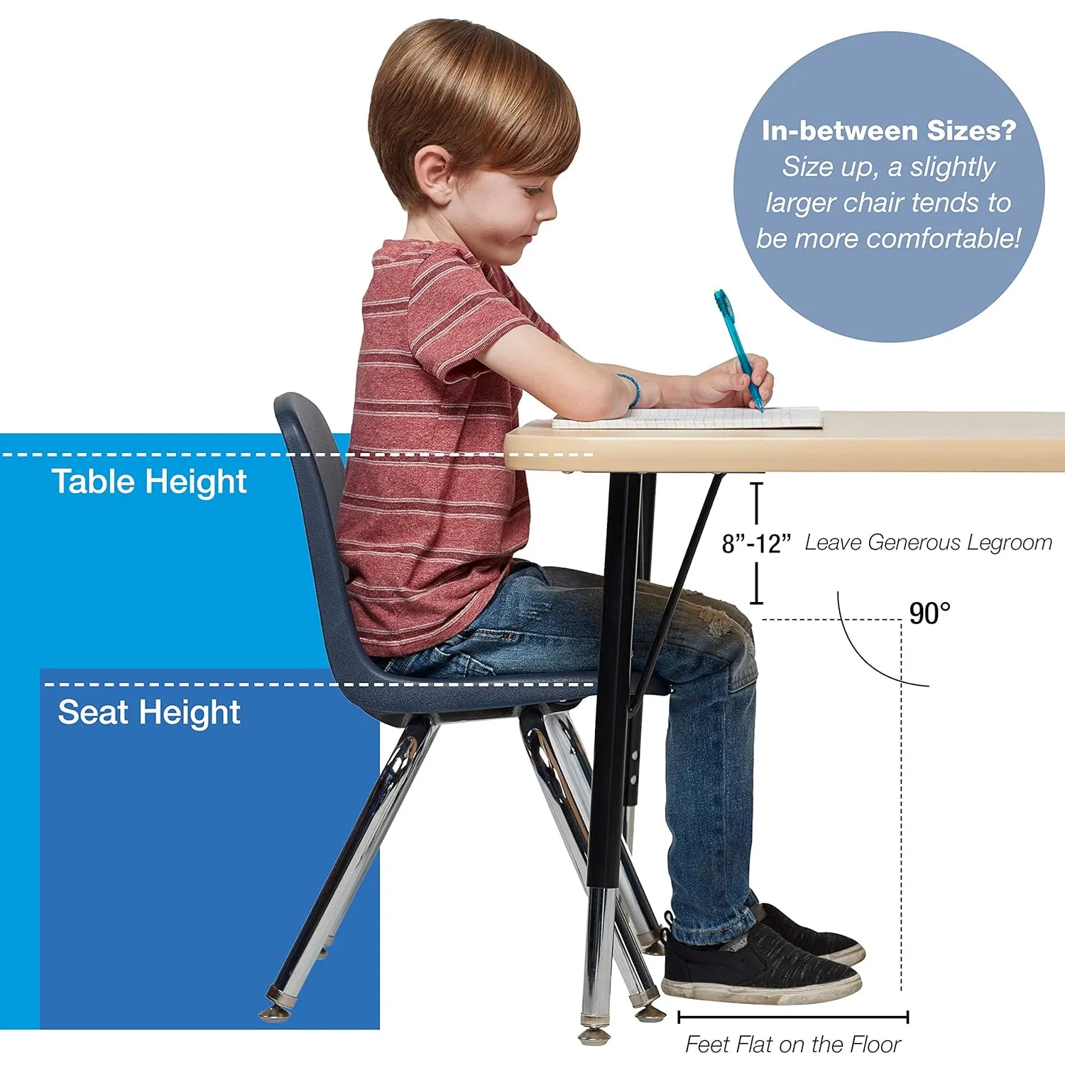 Factory Direct Partners 10364-BK 14" School Stack Chair, Stacking Student Seat with Chromed Steel Legs and Nylon Swivel Glides for in-Home Learning or Classroom - Black (6-Pack)