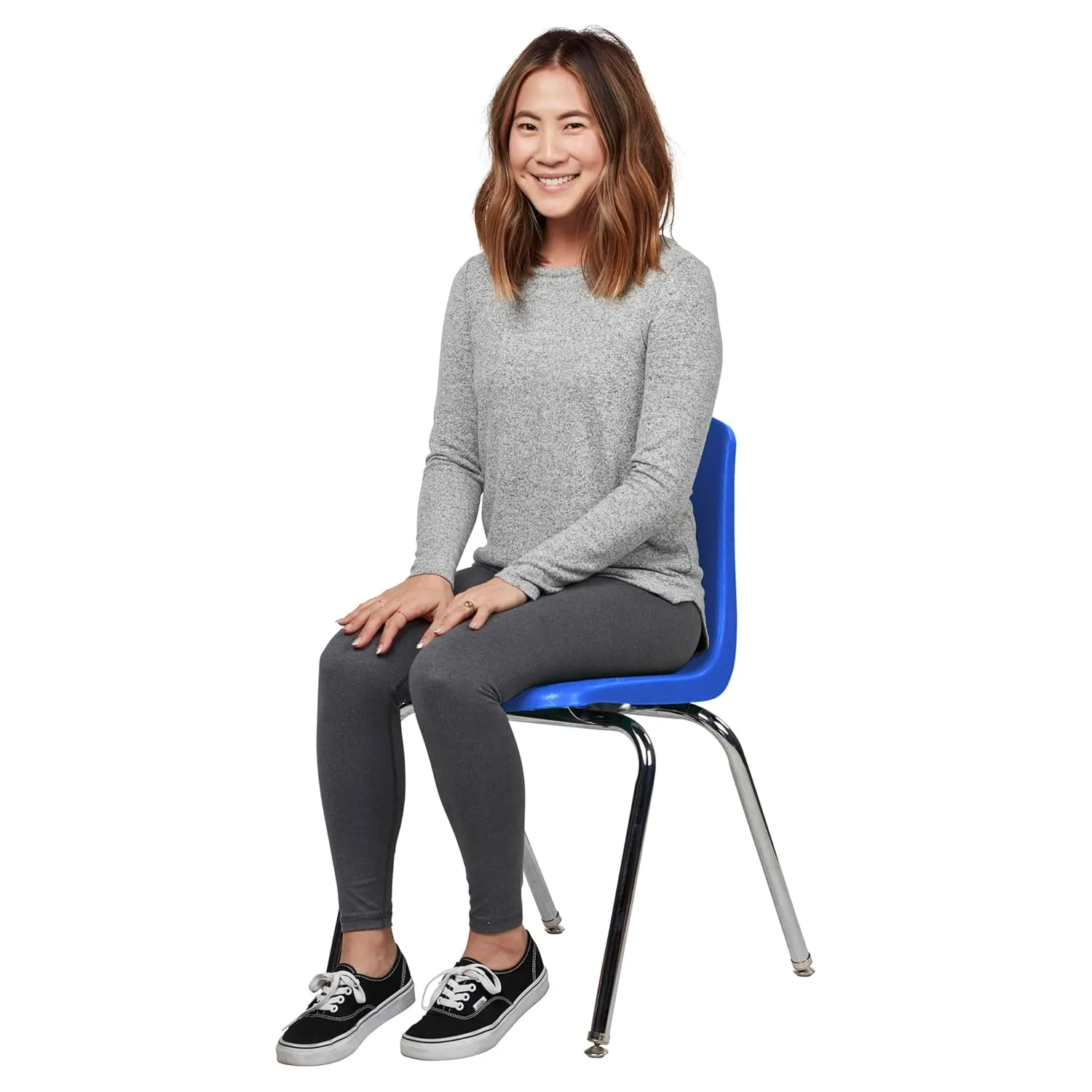 Factory Direct Partners 10371-BL 18" School, Stacking Student Chairs with Chromed Steel Legs and Nylon Swivel Glides-Blue (5-Pack)