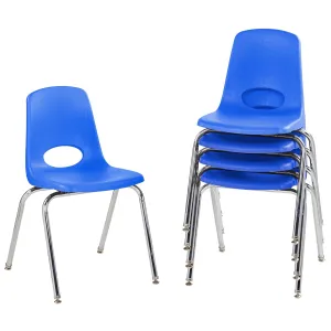 Factory Direct Partners 10371-BL 18" School, Stacking Student Chairs with Chromed Steel Legs and Nylon Swivel Glides-Blue (5-Pack)