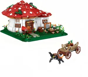 Fantasy Mushroom Tree House DIY Model Mini Building Blocks Kit for Family Bonding - 2233PCS Educational Building Toy with Modular Design, Stress Relief Activity & Home Decor (Adults/Kids)