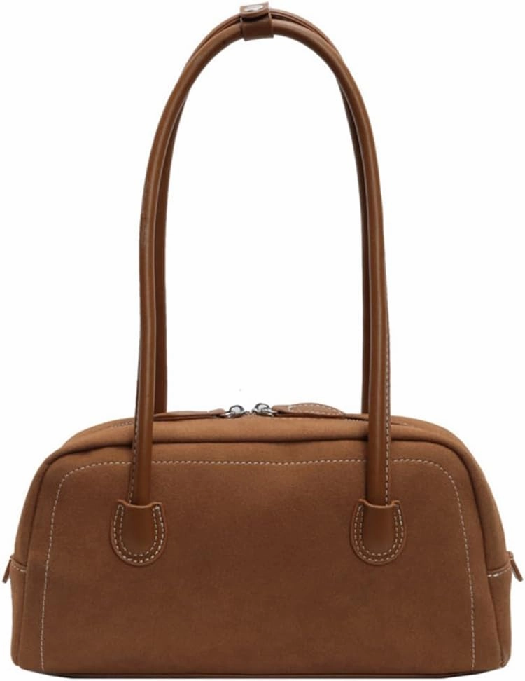 Faux Suede Zipper Leather Shoulder Strap Tote Bag Large Capacity Slouchy Hobo Handbags Purse Work Travel Shopping