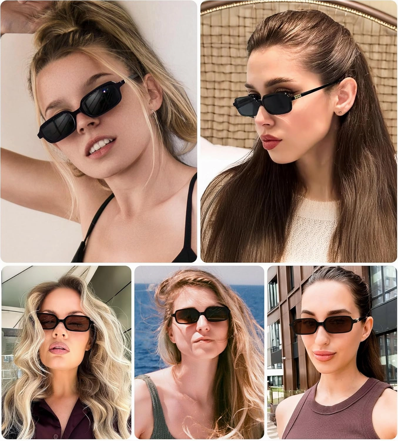 FEISEDY Retro Rectangular Sunglasses for Women Men 90s Small Vintage Fashion Square Sunnies B0282
