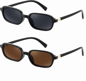 FEISEDY Retro Rectangular Sunglasses for Women Men 90s Small Vintage Fashion Square Sunnies B0282