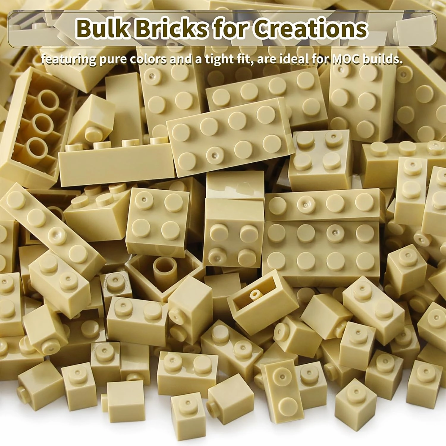 Feleph Building Bricks 1x1 1x2 1x4 2x2 2x4 Bulk 320 Pcs Mixed Sizes Classic Block Accessories Parts and Pieces Creative Toy Set for Boys and Girls Compatible with Major Brands(Tan)