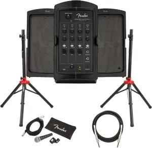 Fender Passport Conference S2 Portable PA System Bundle with Microphone, Compact Speaker Stands, XLR Cable, and Instrument Cable