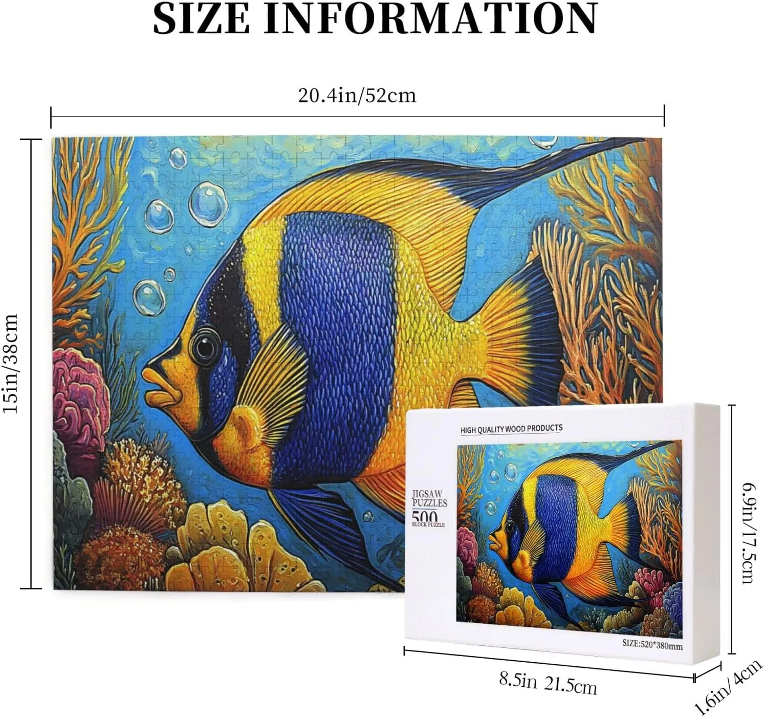 Fish Jigsaw Puzzles Under The Sea 500 Pieces, Wonderful Imagination, Wooden Puzzle for Adults, Release Stress, Relax Entertainment Game, Suitable for Gifts for Friends and Family