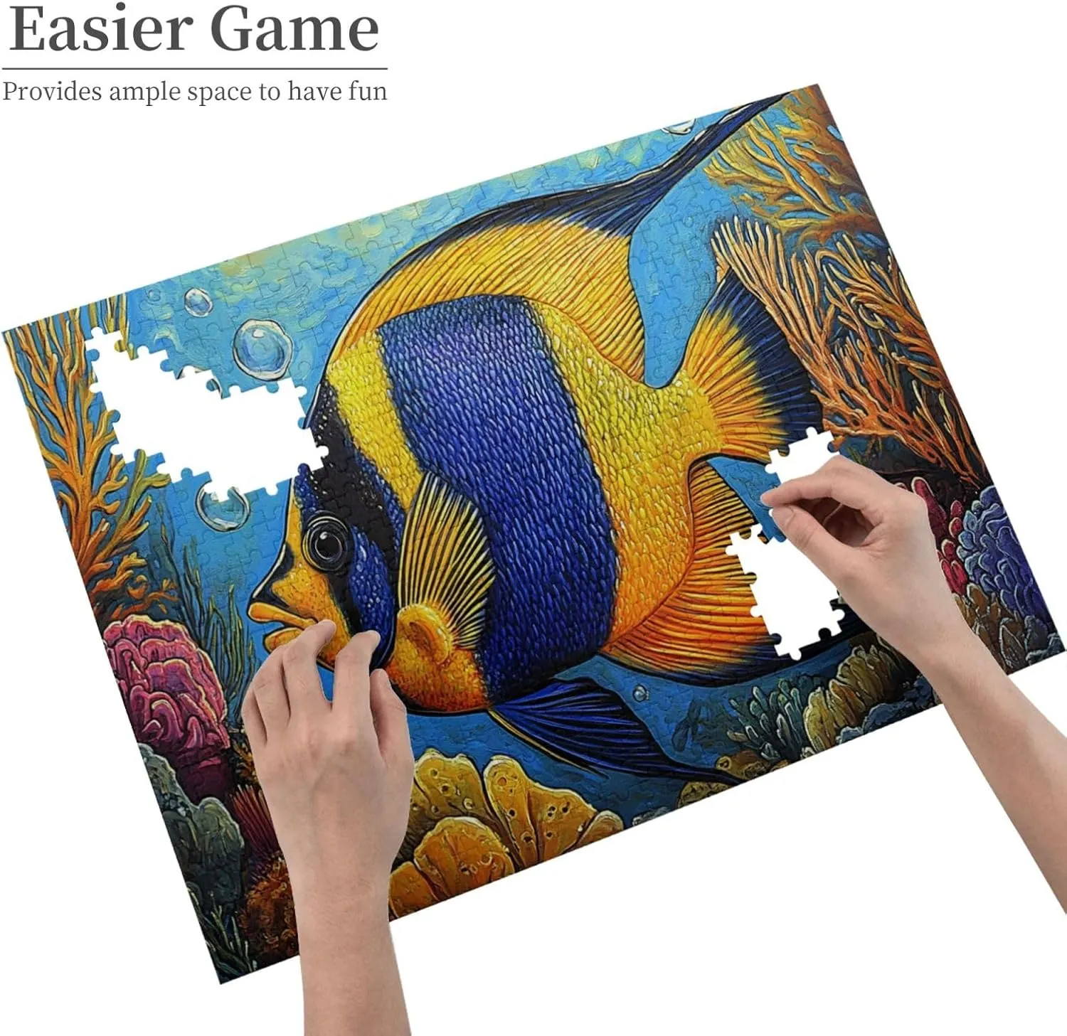 Fish Jigsaw Puzzles Under The Sea 500 Pieces, Wonderful Imagination, Wooden Puzzle for Adults, Release Stress, Relax Entertainment Game, Suitable for Gifts for Friends and Family