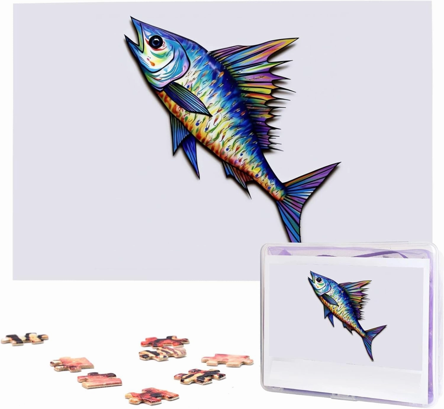 Fish Art Wooden Puzzles for Adults 1000 Pieces Personalized Jigsaw Puzzle Interesting Custom Photo Puzzles Gift for Holiday Birthday Wedding Anniversay