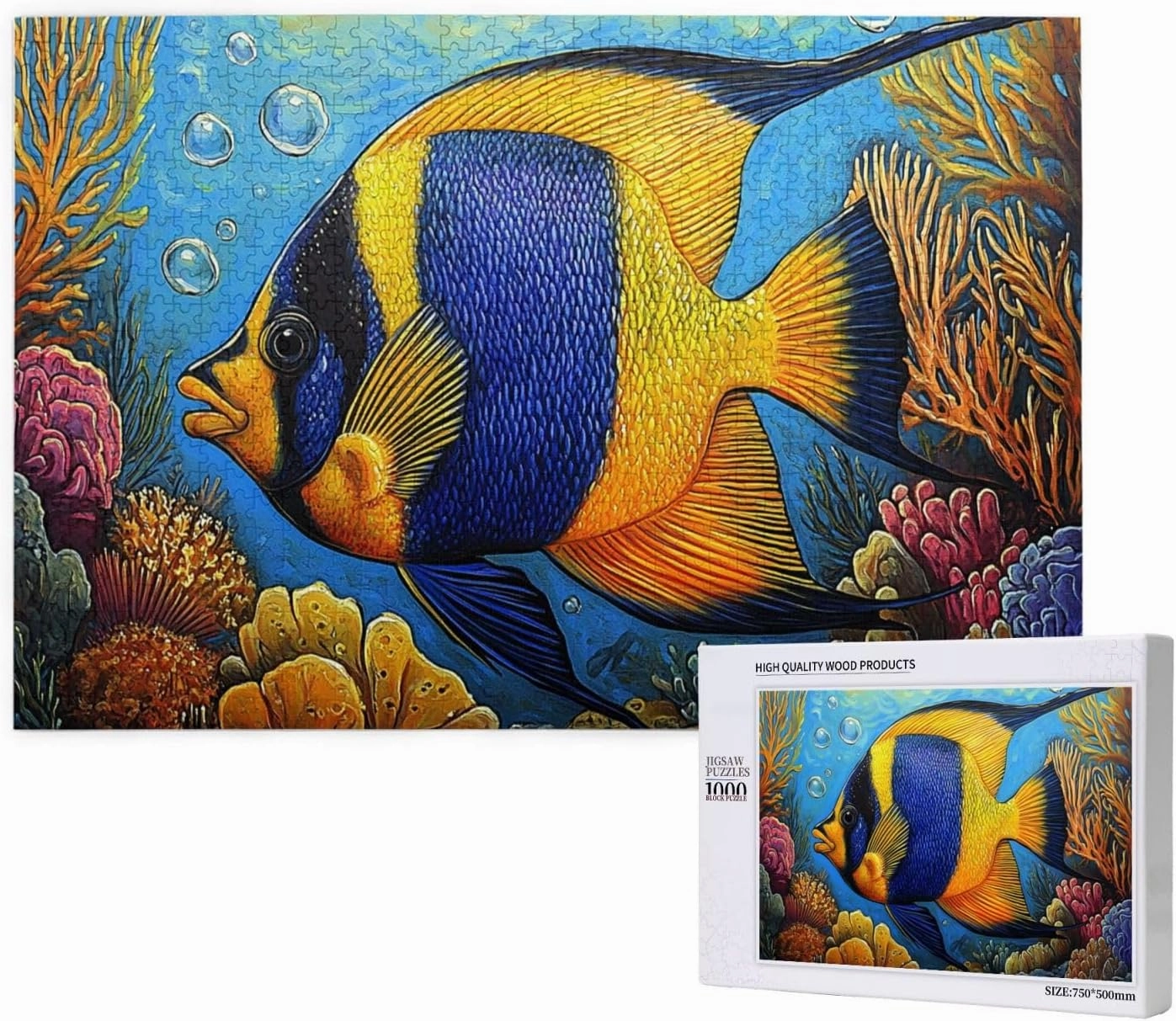 Fish Jigsaw Puzzles Under The Sea 1000 Pieces, Wonderful Imagination, Wooden Puzzle for Adults, Release Stress, Relax Entertainment Game, Suitable for Gifts for Friends and Family