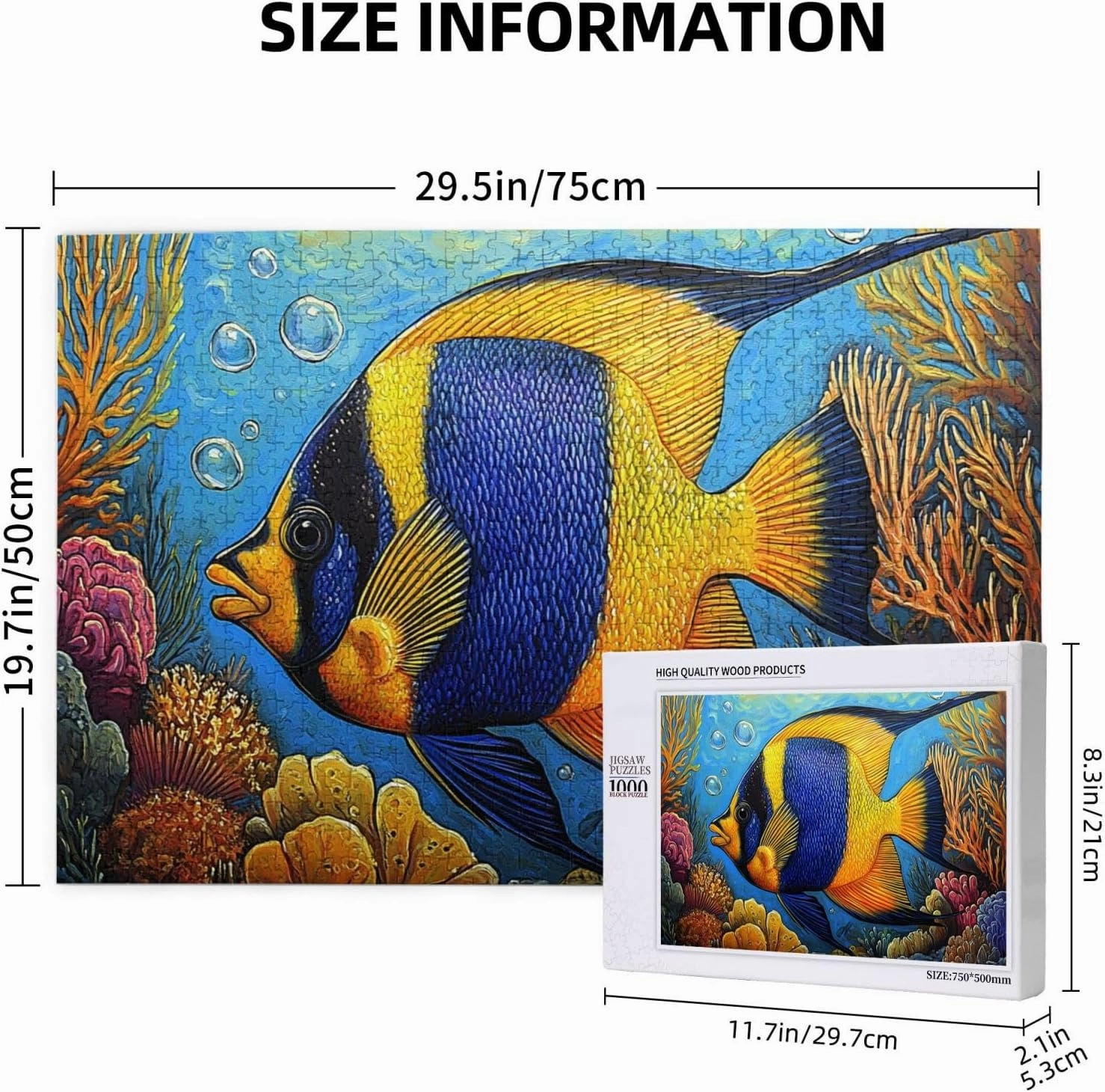 Fish Jigsaw Puzzles Under The Sea 1000 Pieces, Wonderful Imagination, Wooden Puzzle for Adults, Release Stress, Relax Entertainment Game, Suitable for Gifts for Friends and Family