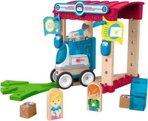 Fisher-Price Wooden Building Toy Wonder Makers Design System Special Delivery Depot, 35  Wood Piece Playset for Preschool Kids Ages 3  Years