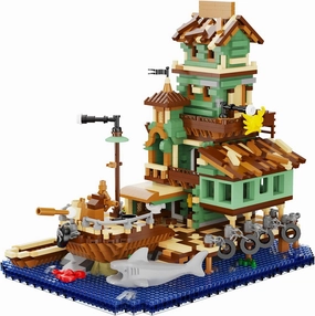 Fisherman Wharf Building Blocks with LED Lights, 2760 PCS Micro Bricks, DIY Architecture Model for Adults & Teens 14 , Miniature Cabin Seaside Decor, Creative Gift for Birthday & Christmas