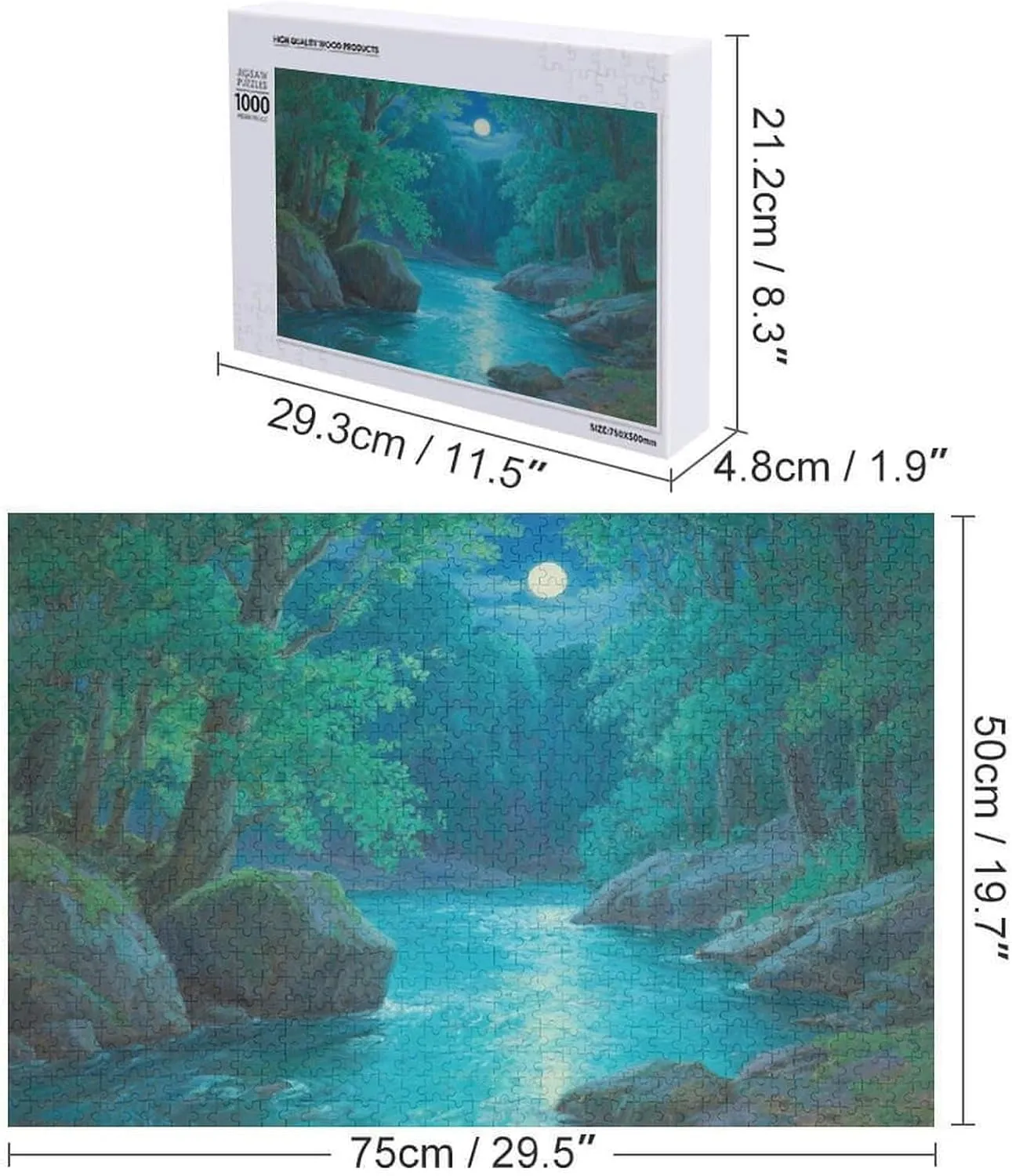 Fishing Day Wooden Puzzles for Adults 1000 Pieces Jigsaw Puzzle – Peaceful Lakeside Scene with Boat, Rod, and Nature Reflections