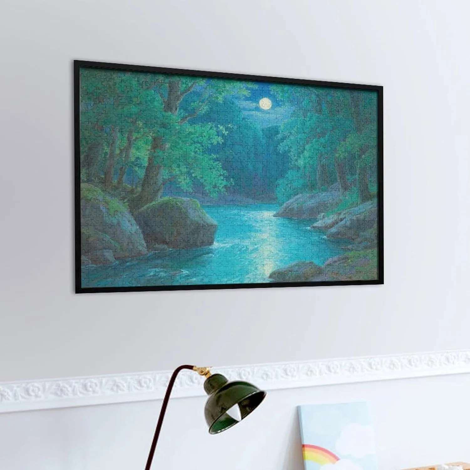 Fishing Day Wooden Puzzles for Adults 1000 Pieces Jigsaw Puzzle – Peaceful Lakeside Scene with Boat, Rod, and Nature Reflections