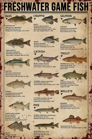 Fishing Jigsaw Puzzles 500 Piece for Adults - Freshwater Game Fish Type of Fish Knowledge Wooden Puzzle Fun Games Stress Relief Toys for Home Decor Living Room Decor