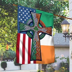 FLAGWIX American Flag - Irish Celtic Knot Cross St. Patrick's Day Irish American Flag TPT1539F, House Flag (29.5" x 39.5") - USA Flags Premium Polyester - Decorative Indoor Outdoor Flag