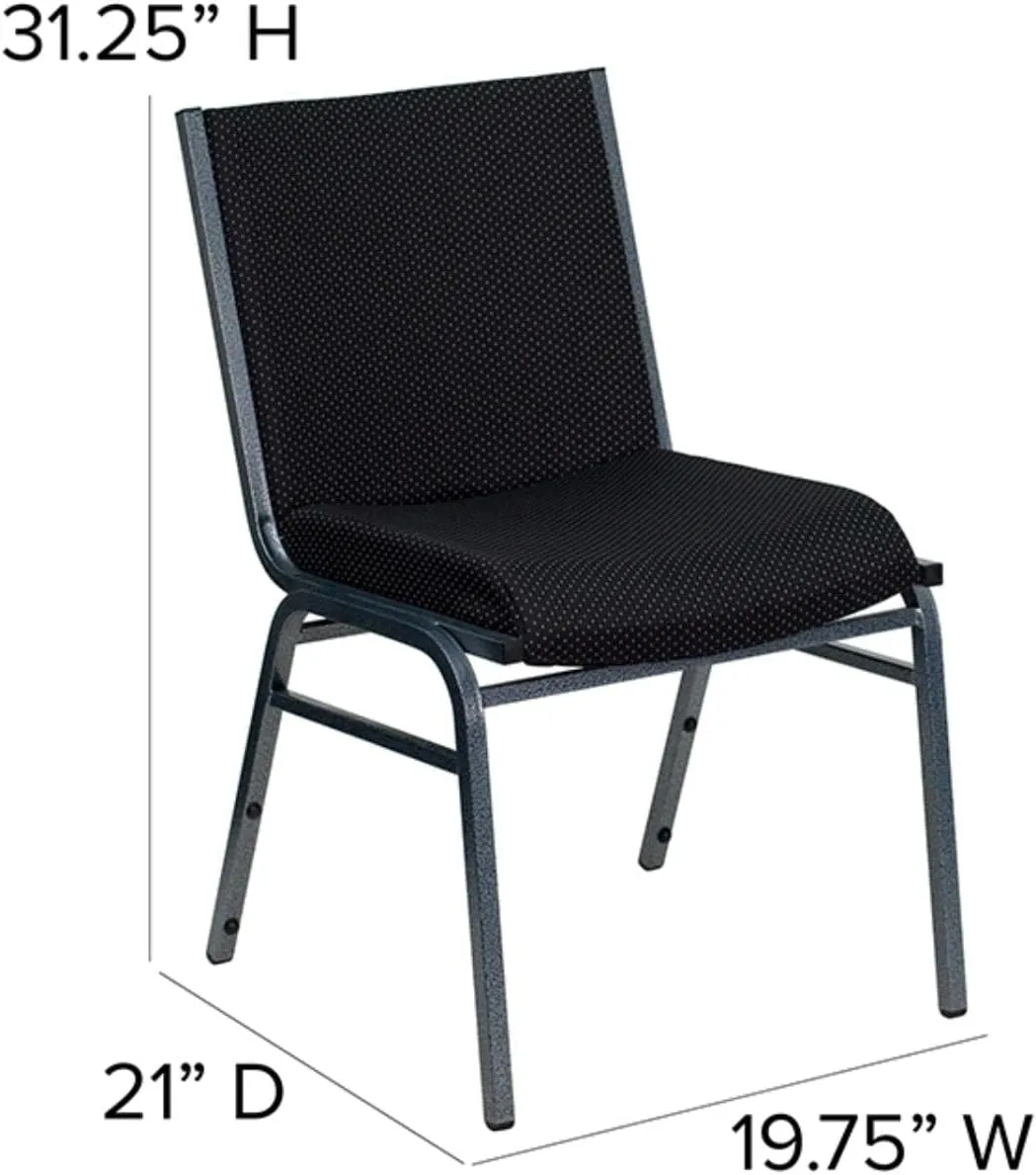 Flash Furniture HERCULES Series Heavy Duty Black Dot Fabric Stack Chair with Ganging Bracket